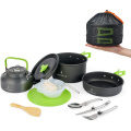 Portable Outside Camping Cookware Set ,12 Piece Camping Cooking Set Mess Kit with  Pot Kettle Chopping Board Folding Tableware